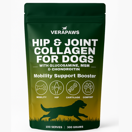 Verapaws Hip & Joint Collagen for Dogs packaging on a white background
