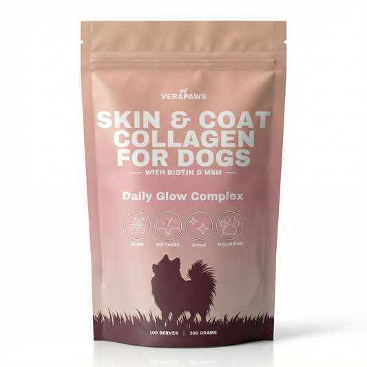 Package of Verapaws Skin & Coat Collagen for Dogs on a white background