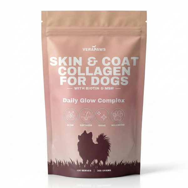 Package of Verapaws Skin & Coat Collagen for Dogs on a white background